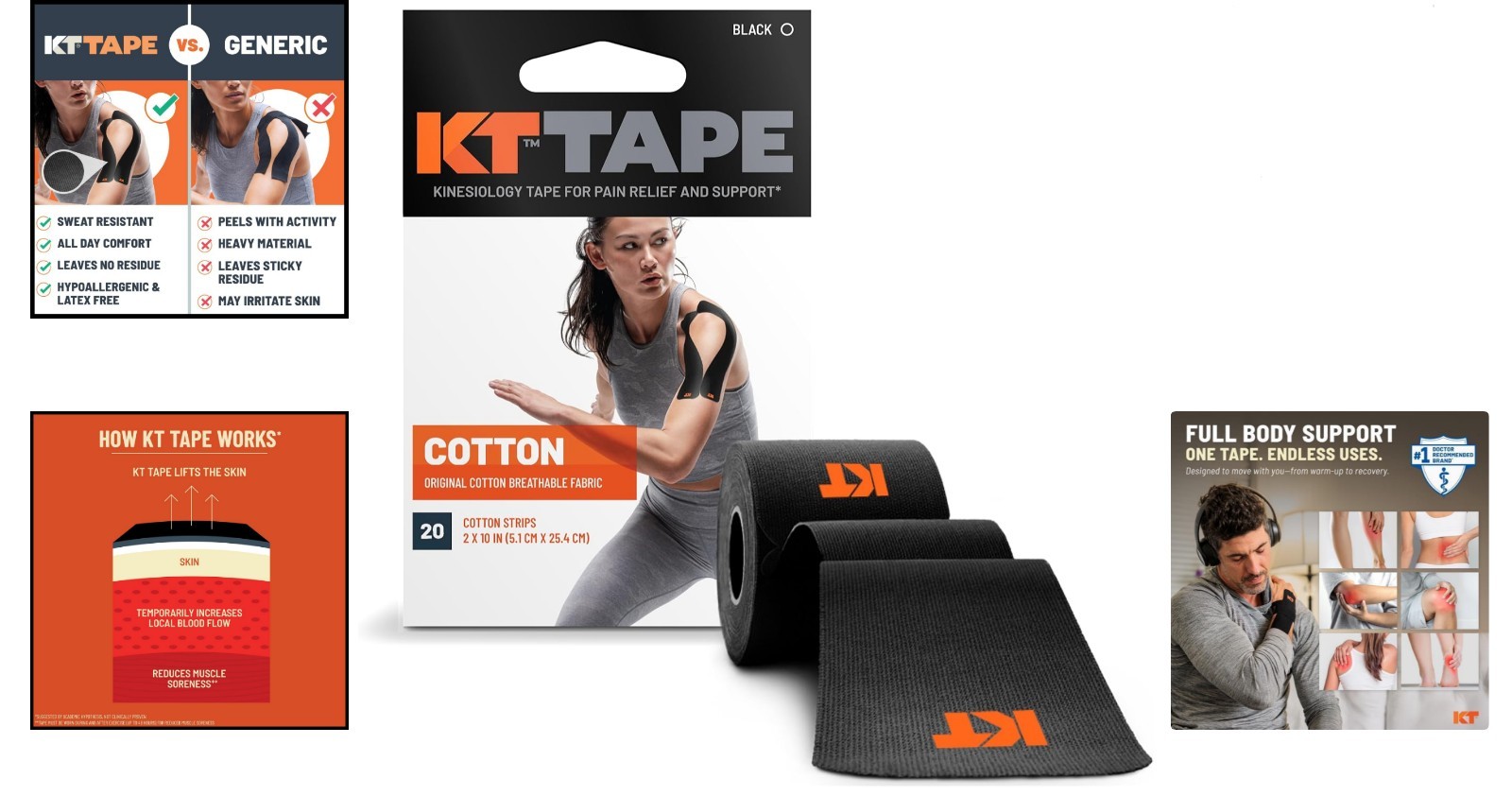 Doctor-Recommended Kinesiology Tape – 20 Precut Strips for Muscle and Joint Care
