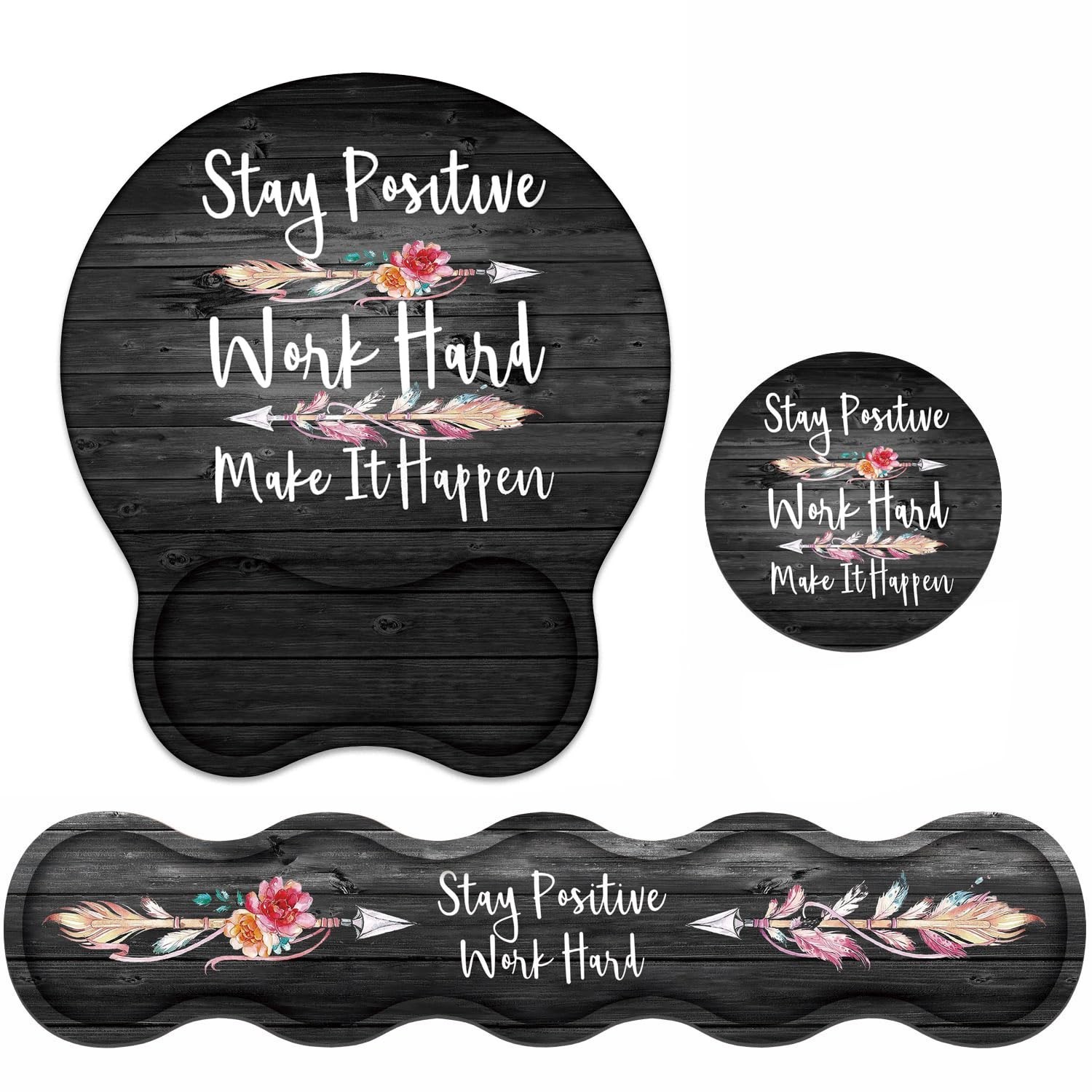 Keyboard Wrist Rest & Mouse Pad Wrist Support Set, Inspirational Quote Stay P…