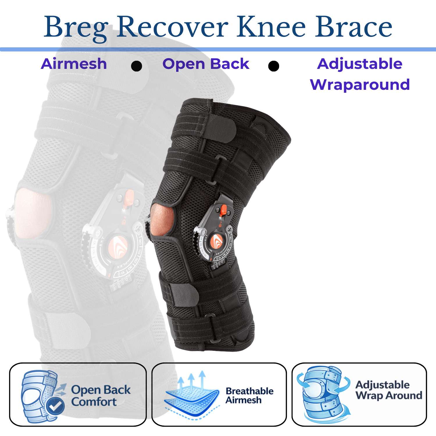 Breg Recover Knee Brace Airmesh Open Back Wraparound – Short