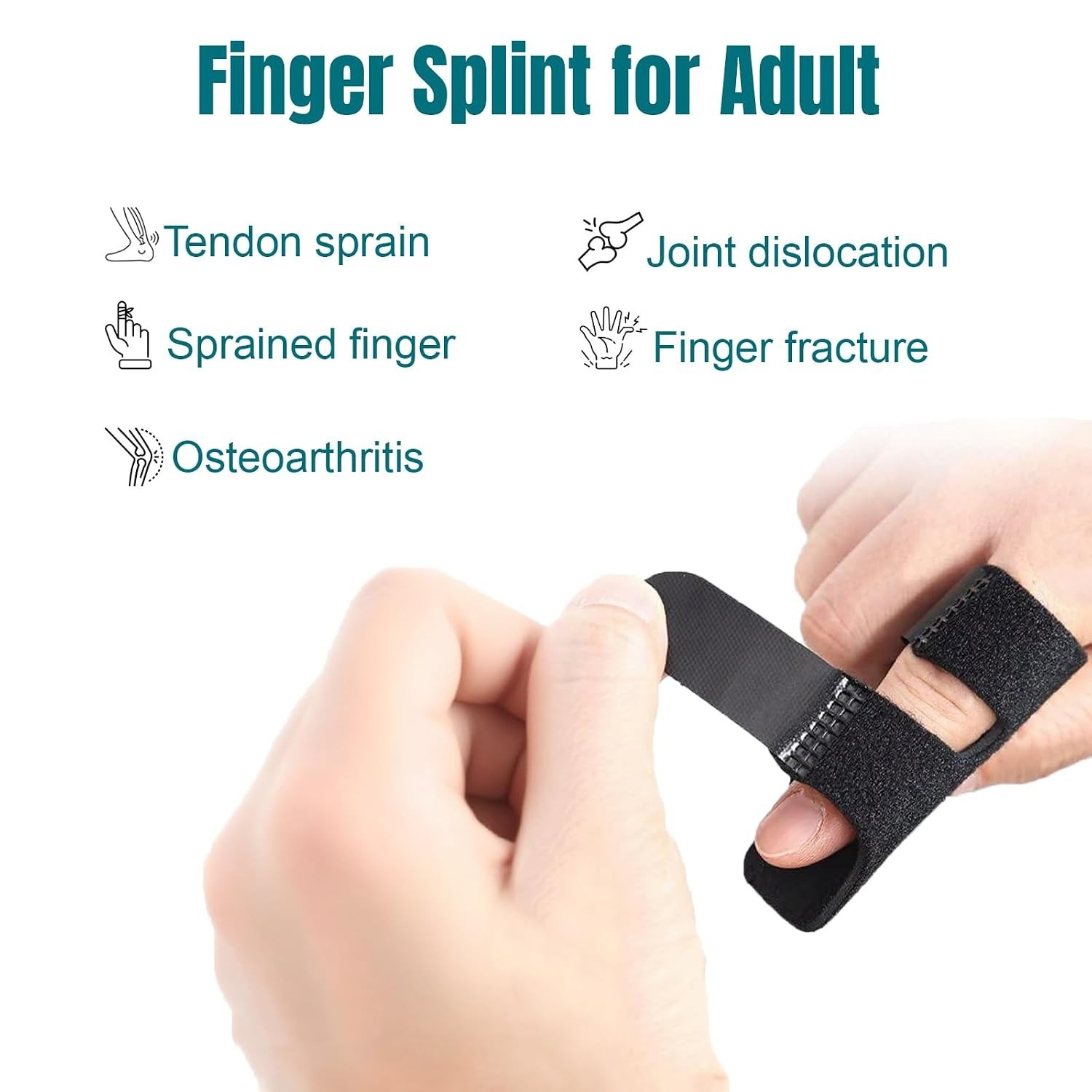 Finger Splint, Black, 2Pcs Trigger Finger Splint Brace | for Injuried Middle, In