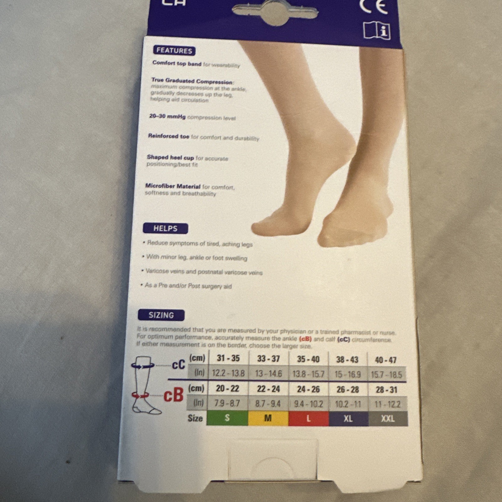 Neo G Knee High Therapeutic Socks Firm 20-30mmHg Large Beige