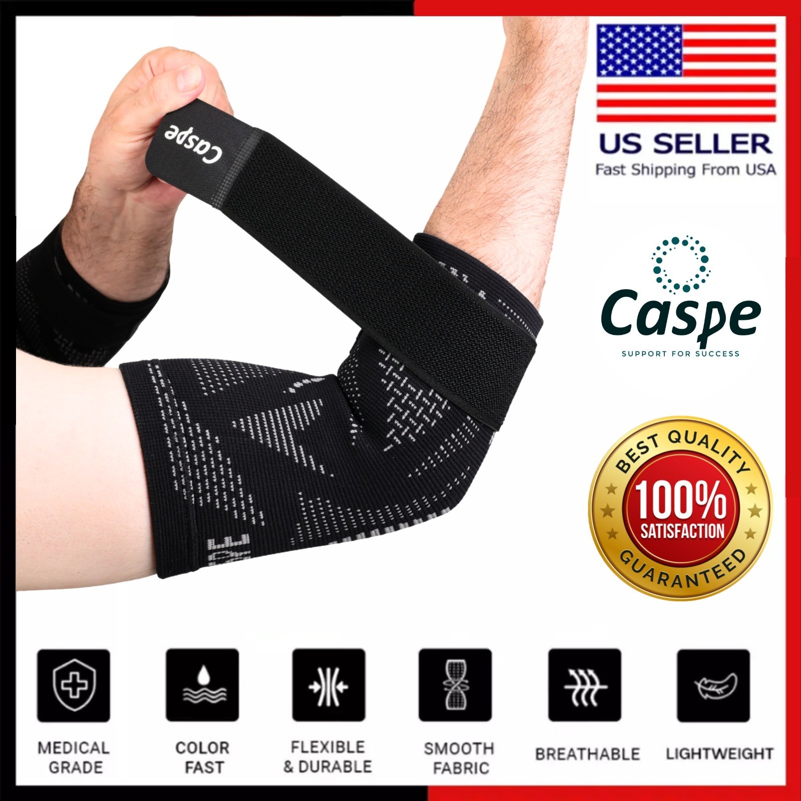 Caspe 2-Pack Tennis Elbow Brace Wrap Adjustable Support Arm Arthritis Tendonitis