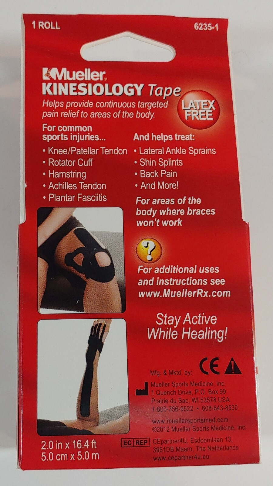Mueller Sports Medicine Kinesiology Tape 2.0 in x 16.4 ft Black
