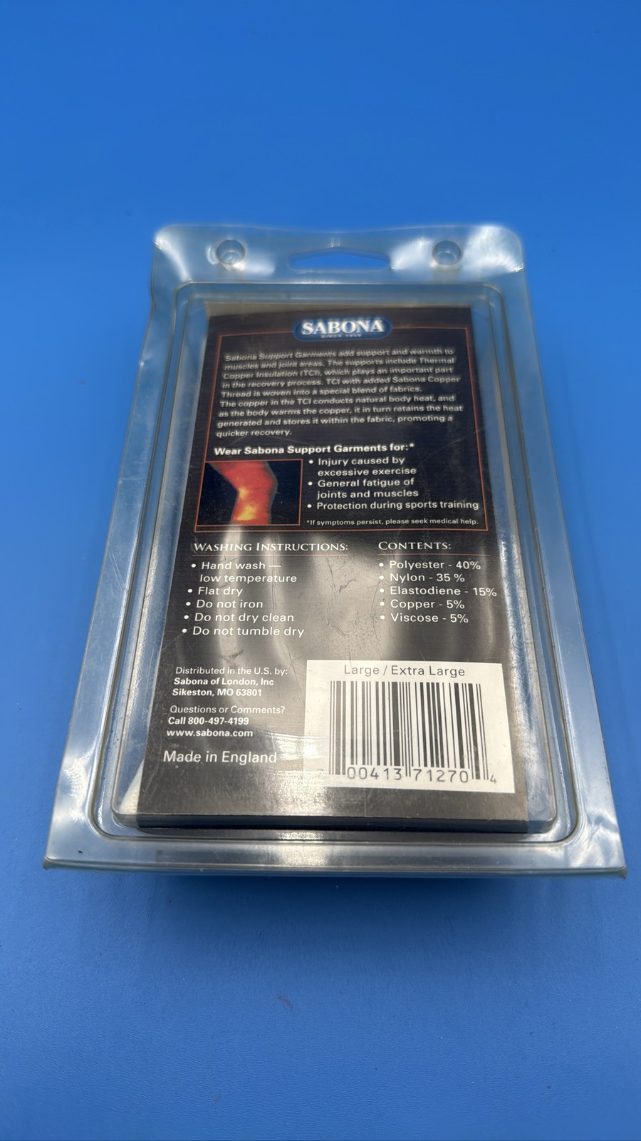 Sabona Copper Knee Brace L/XL Warmth Arthritis