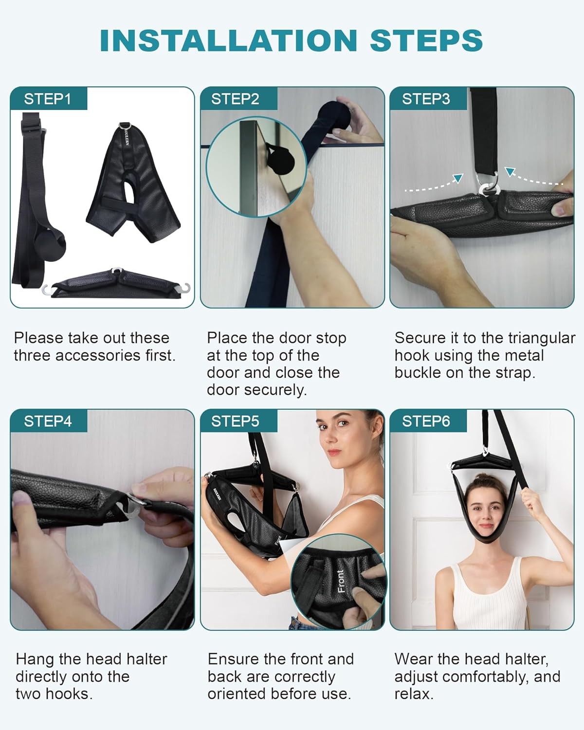Neck Stretcher Cervical Traction Device for Home Use – Over The Door Black