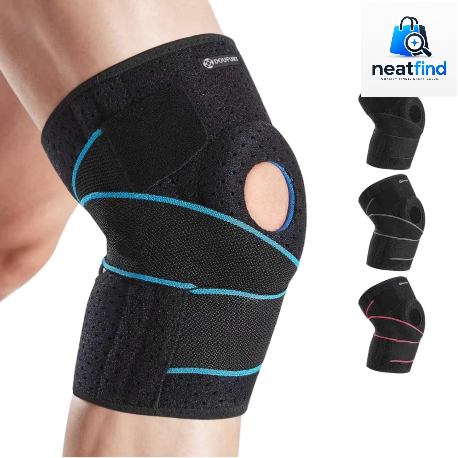 Knee Brace for Men & Women, Side Stabilizers & Patella Gel Pads | Plus Size A…