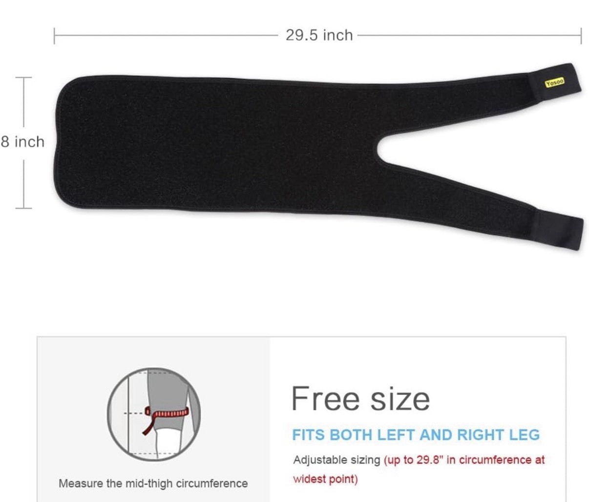 Yosoo Thigh Compression Wrap, Adjustable Neoprene Leg Support Brace! Thigh Brace