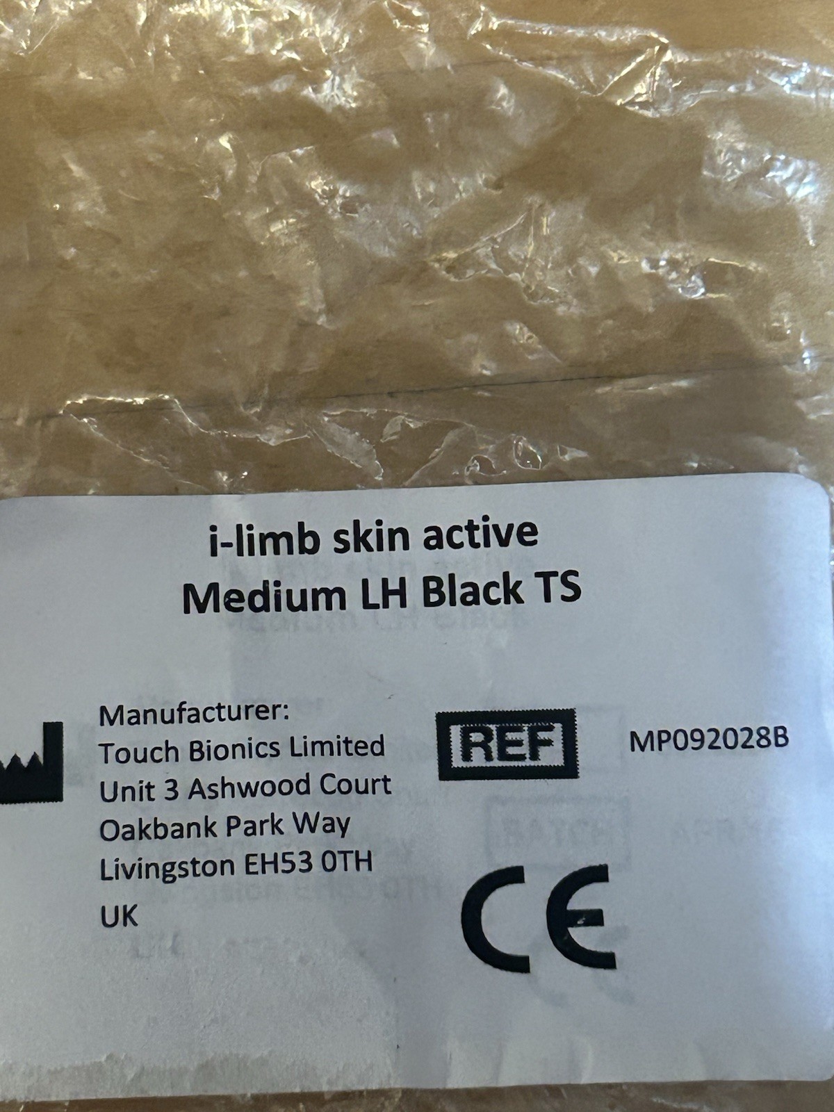 I-Limb Touch BIONICS Active Left Hand Medium Black Cover TS New In Package