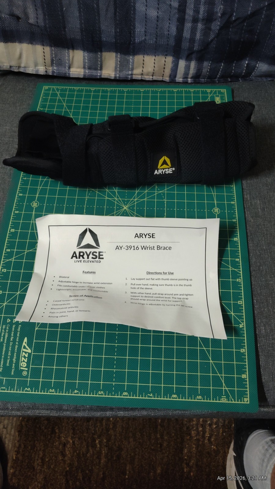 ARYSE® Metforce Adjustable Wrist Brace / AY-3916-102 | Brand New