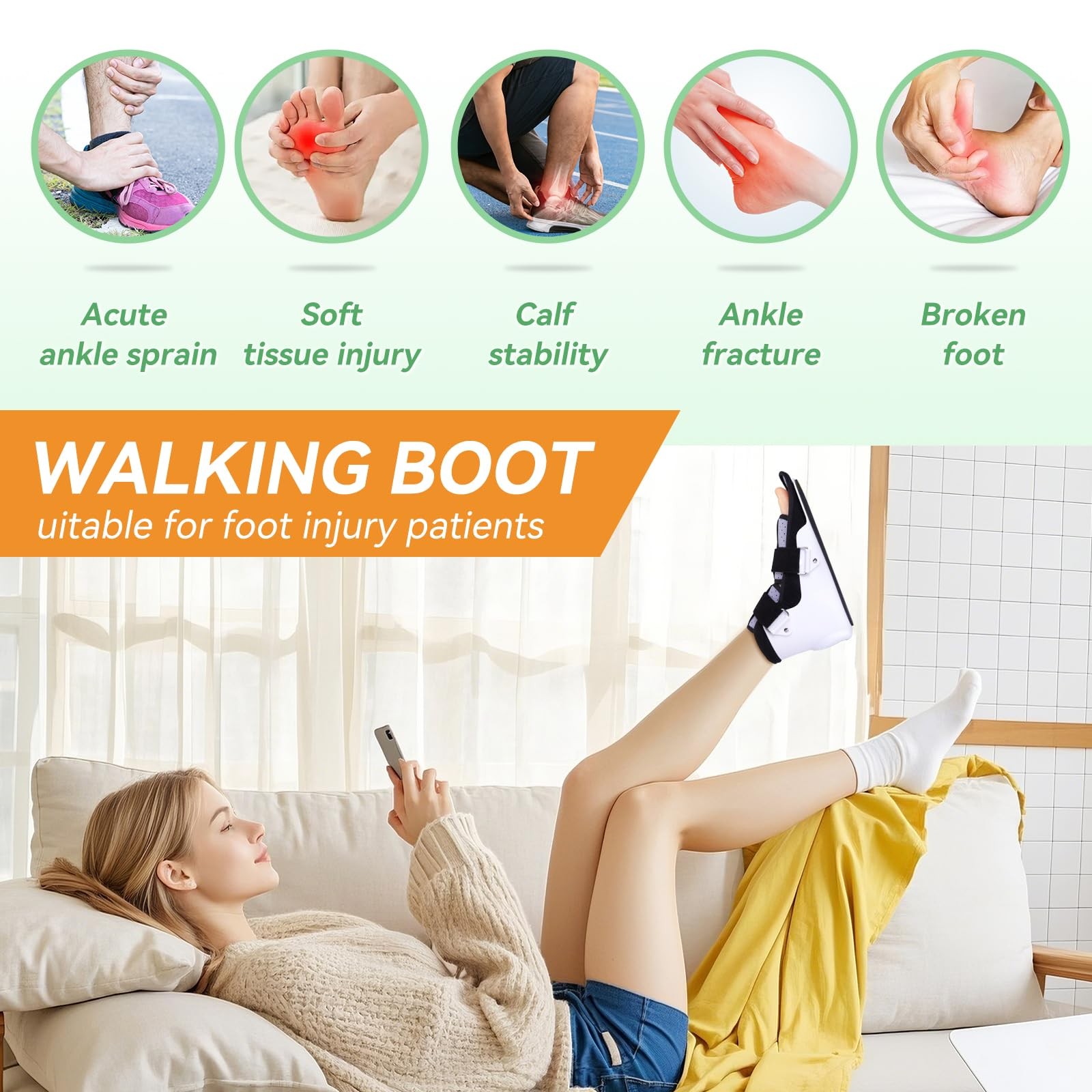 Walking Brace for Broken Toe Injuries, Sprained Ankles, Metatarsal Stress,…