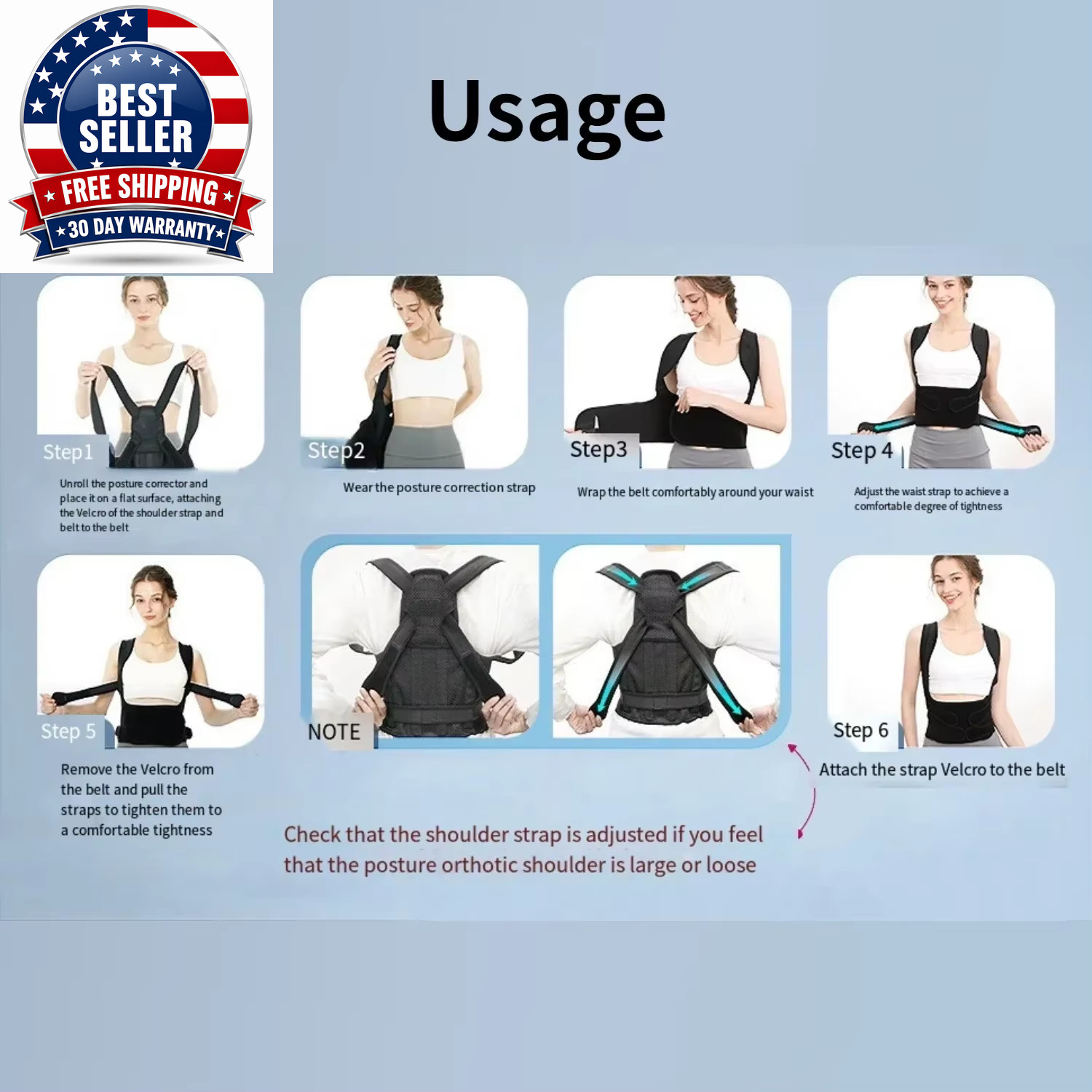 Posture Corrector Back Orthopedic Straps for Men and Women Fully Adjustable Spin
