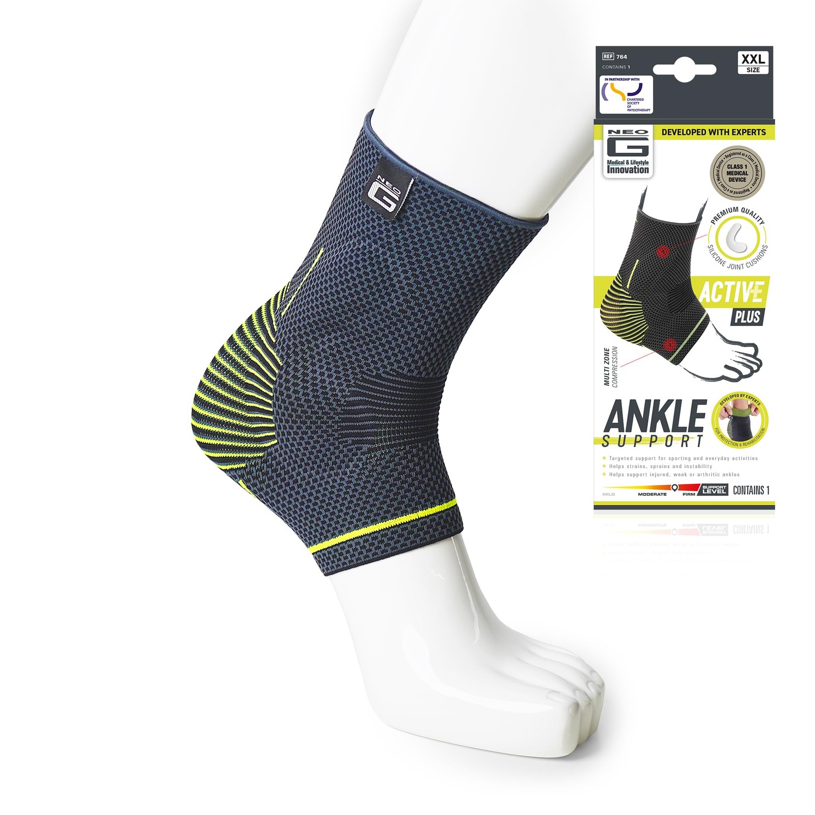 Ankle Brace Compression Sleeve Silicone Joint Cushions Sports Medium