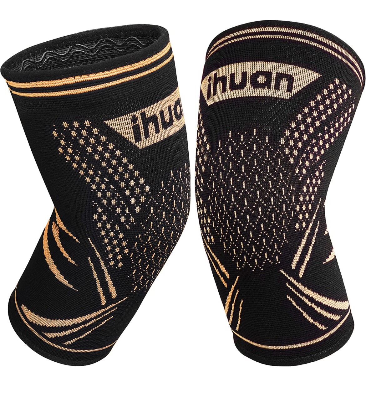 ihuan 2 Pack Copper Knee Braces Knee Compression Sleeves for Knee Pain Size XL