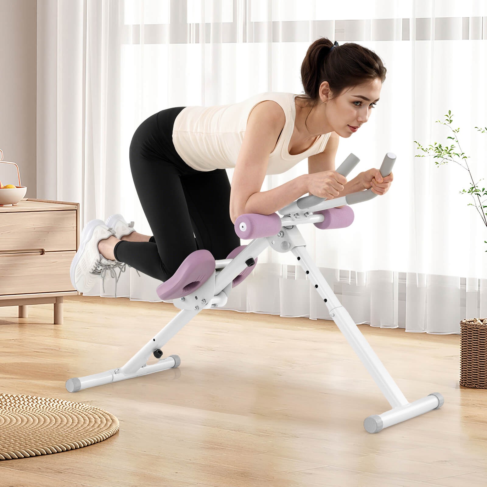 Adjustable Abdominal Trainer w/ Elbow Support Knee Protection and LCD Monitor