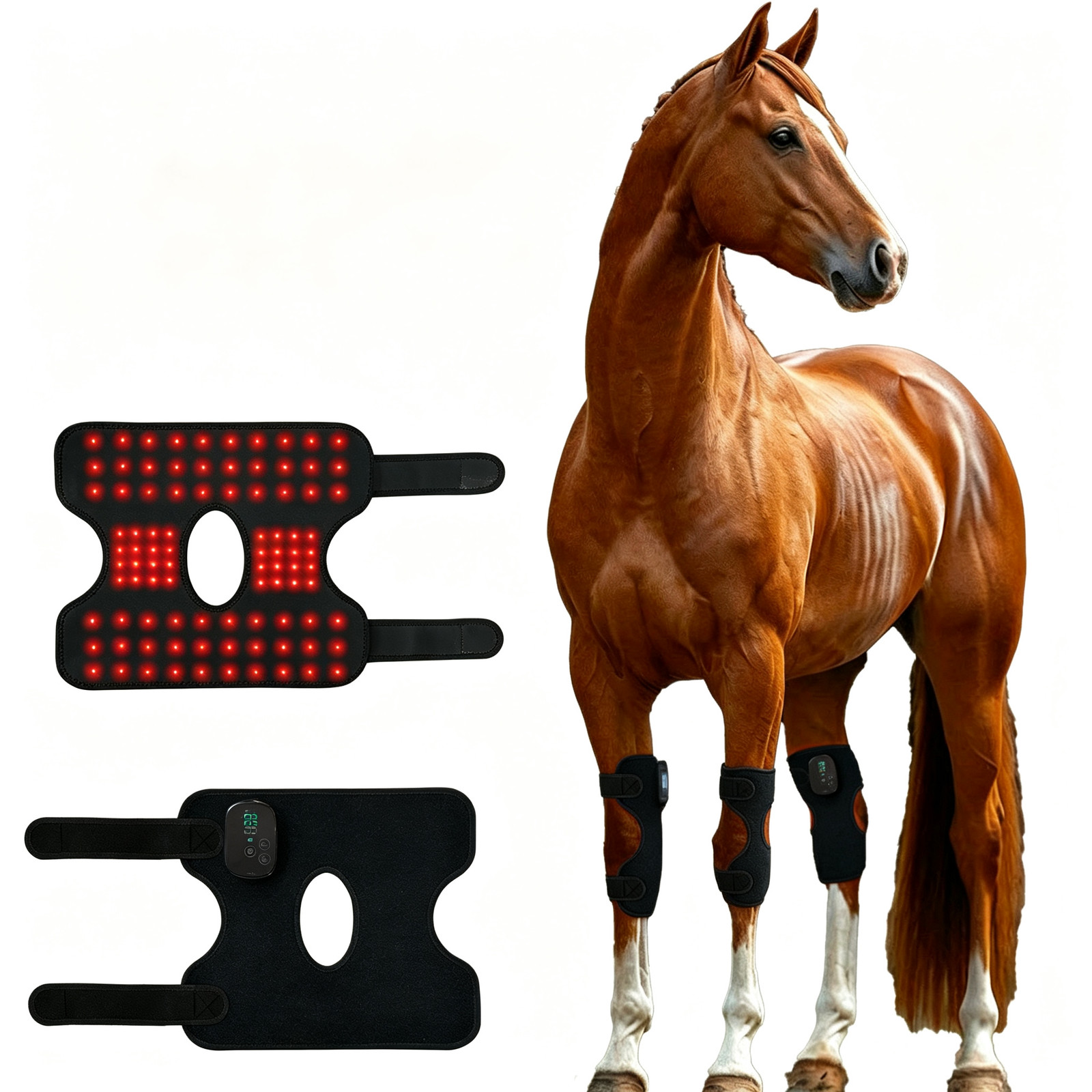 Equine Red Light Therapy Knee Wrap Infrared Joint Relief Brace for Horses
