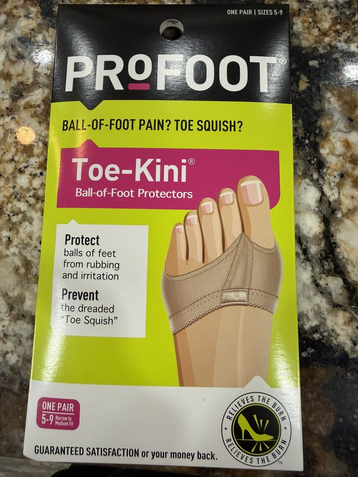 PROFOOT Toe-Kini Ball-of-Foot Protectors Narrow to Med, Size 5-9 NWT