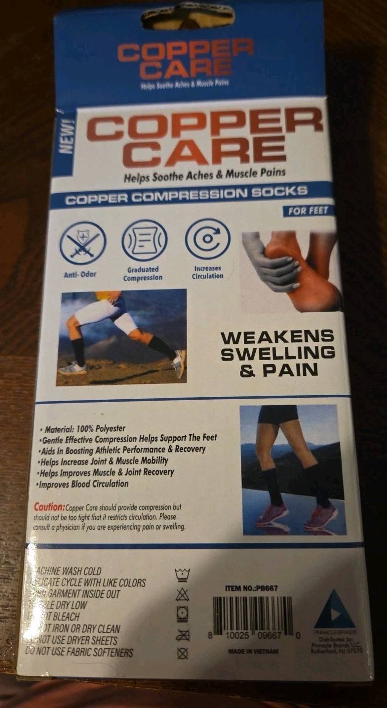 Copper Care Unisex Adult Compression Socks Soothes Aches & Pains Men/ Women New