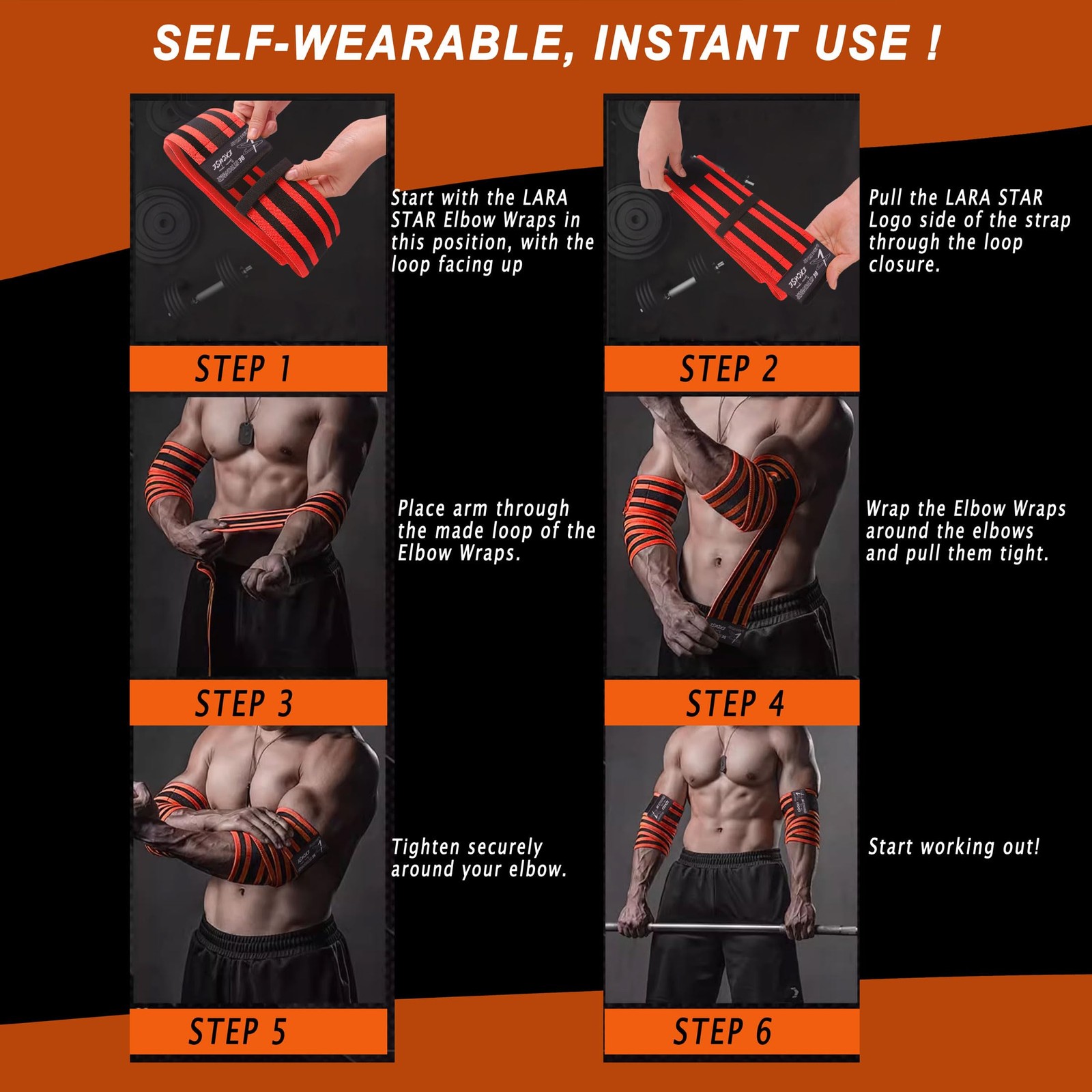 Elbow Wraps for Weightlifting, Bench Press, Cross Training & One Size, Black