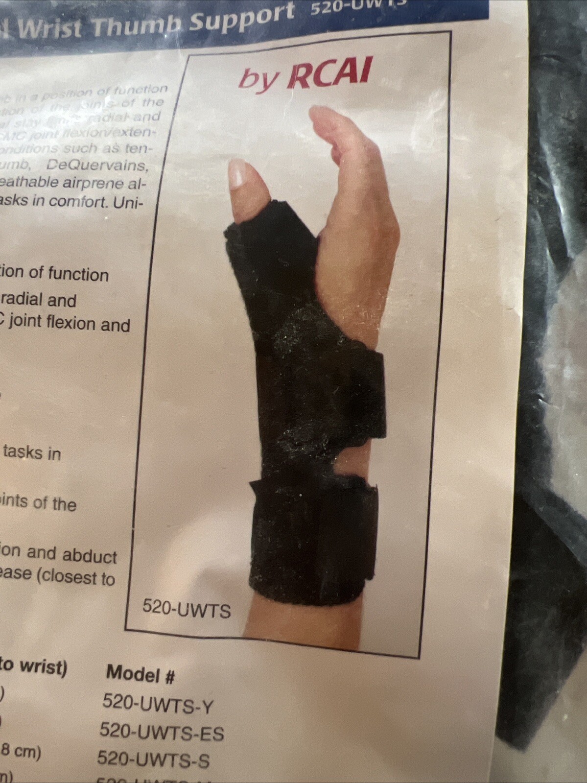 RCAI Universal Wrist Thumb Support Large Fits Left or Right hand For Treatment