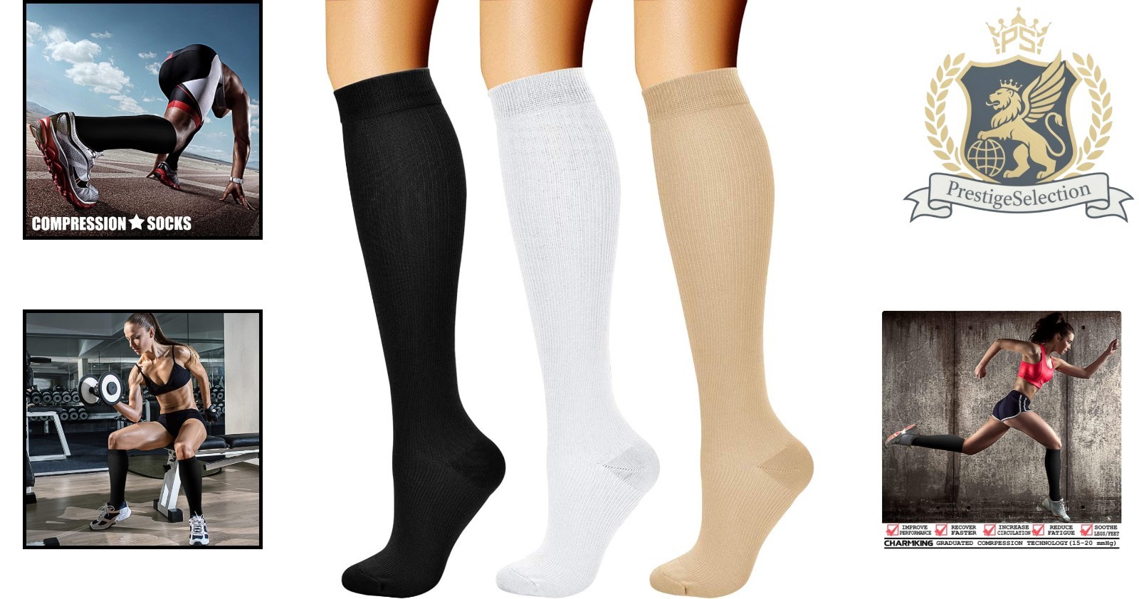 Lightweight Nylon Compression Socks – 3 Pairs 15-20 mmHg for Active Lifestyles