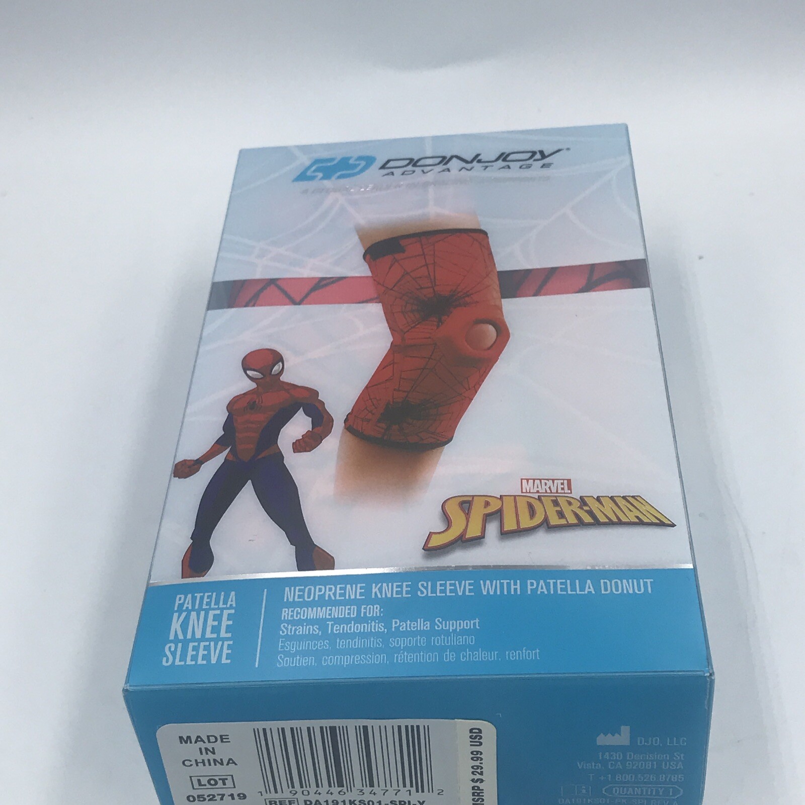 DonJoy Marvel Avengers Spider-Man Youth Neoprene Knee Sleeve Patella Donut