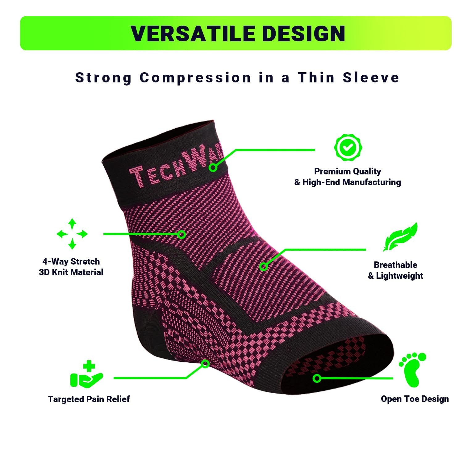 TechWare Pro Ankle Brace Compression Sleeve – Relieves Achilles Tendonitis,