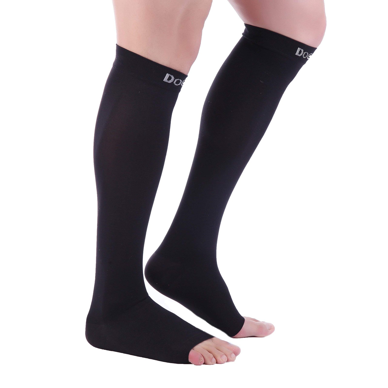 Open Toe Compression Socks 30-40 mmHg Knee High Support Toeless 1 Pair