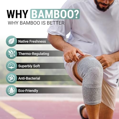 Onecompress Bamboo Compression Knee Sleeve for Women &en, Knees Support M Gray