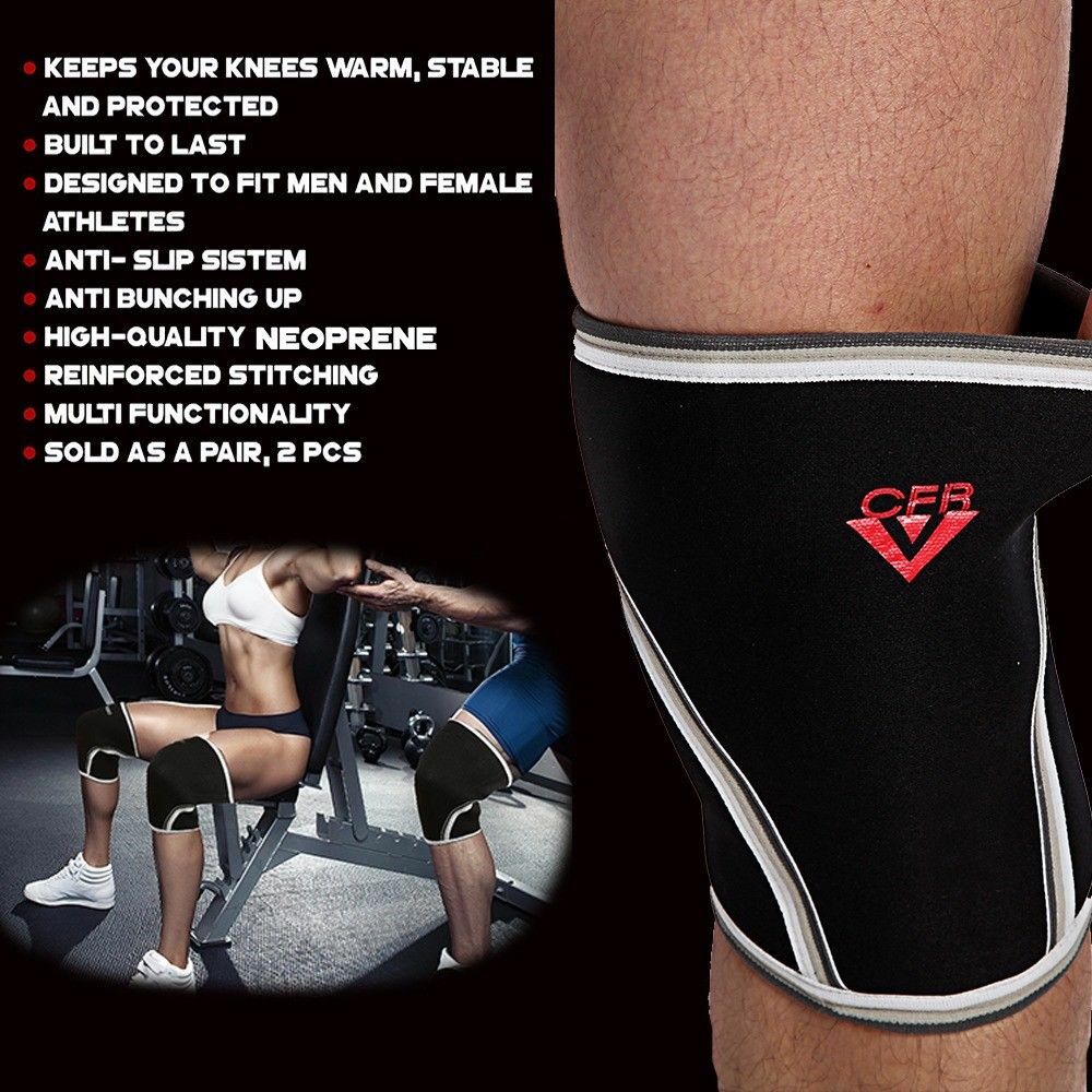 Knee Sleeves Support Compression Weightlifting 7mm Neoprene Squats Women Men CFR