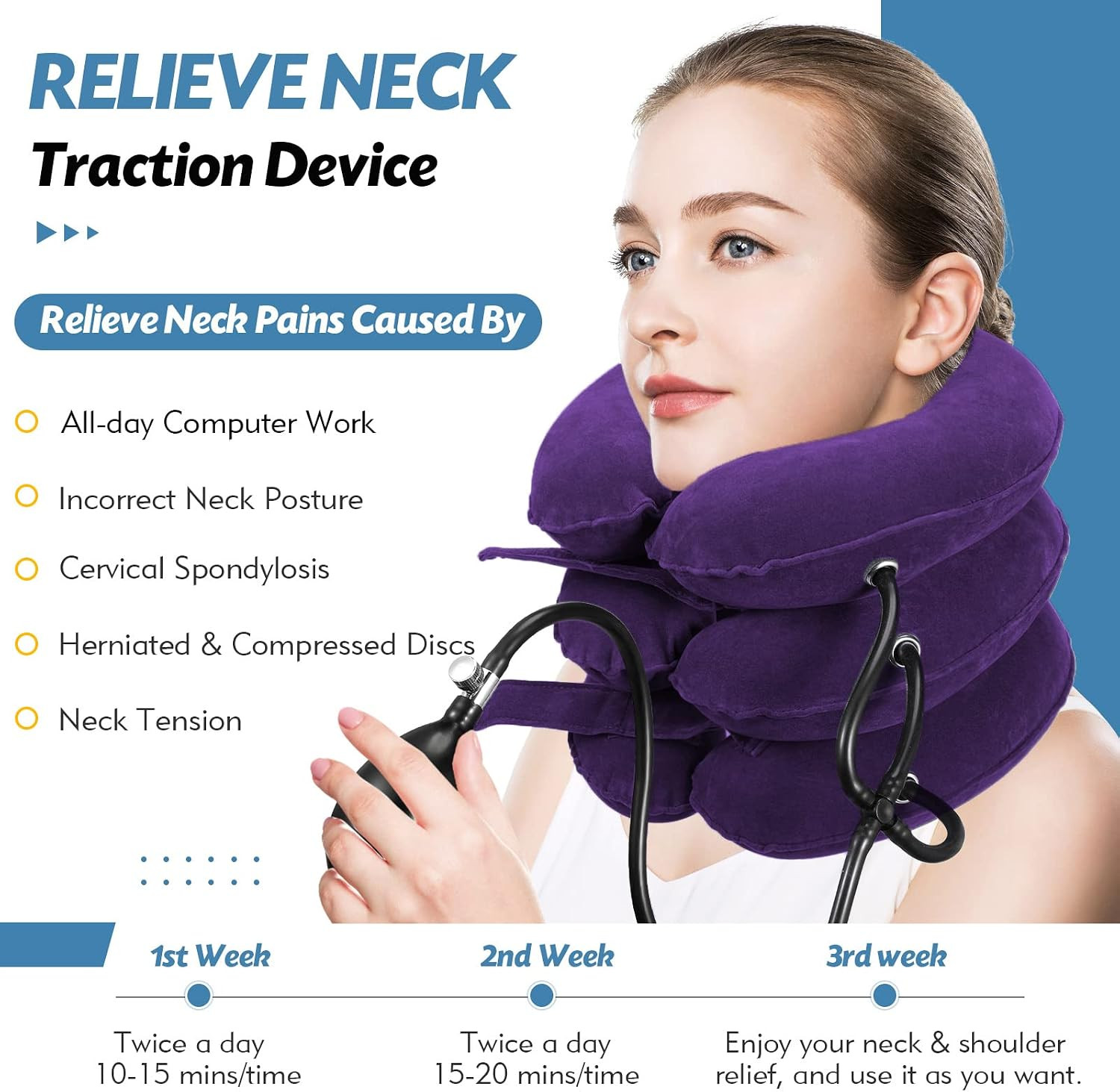 Neck Stretcher, Neck Traction Device for Instant Neck Pain Relief | Adjustable I