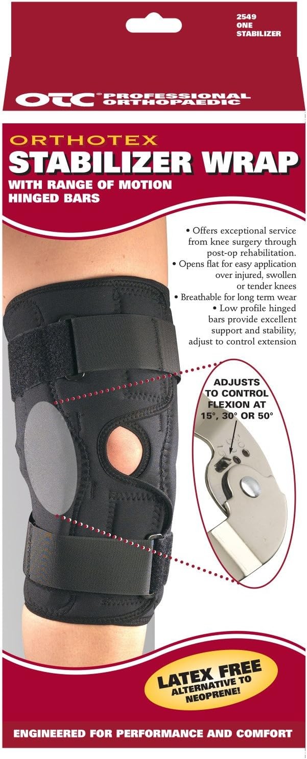OTC Knee Stabilizer Wrap, ROM Hinged Bars, Orthotex, 4X-Large