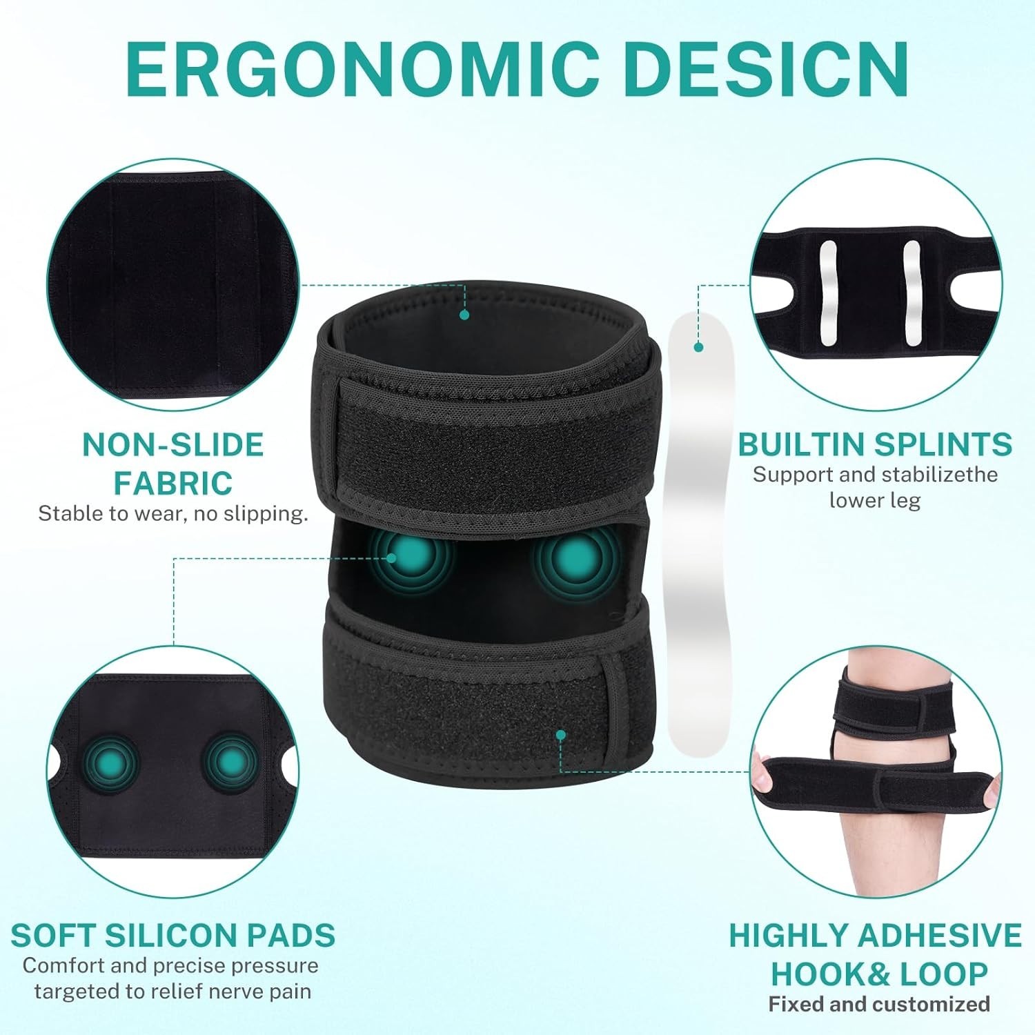 Sciatica Pain Relief Brace, Dual Pressure Pads, Adjustable Calf Support, Unisex