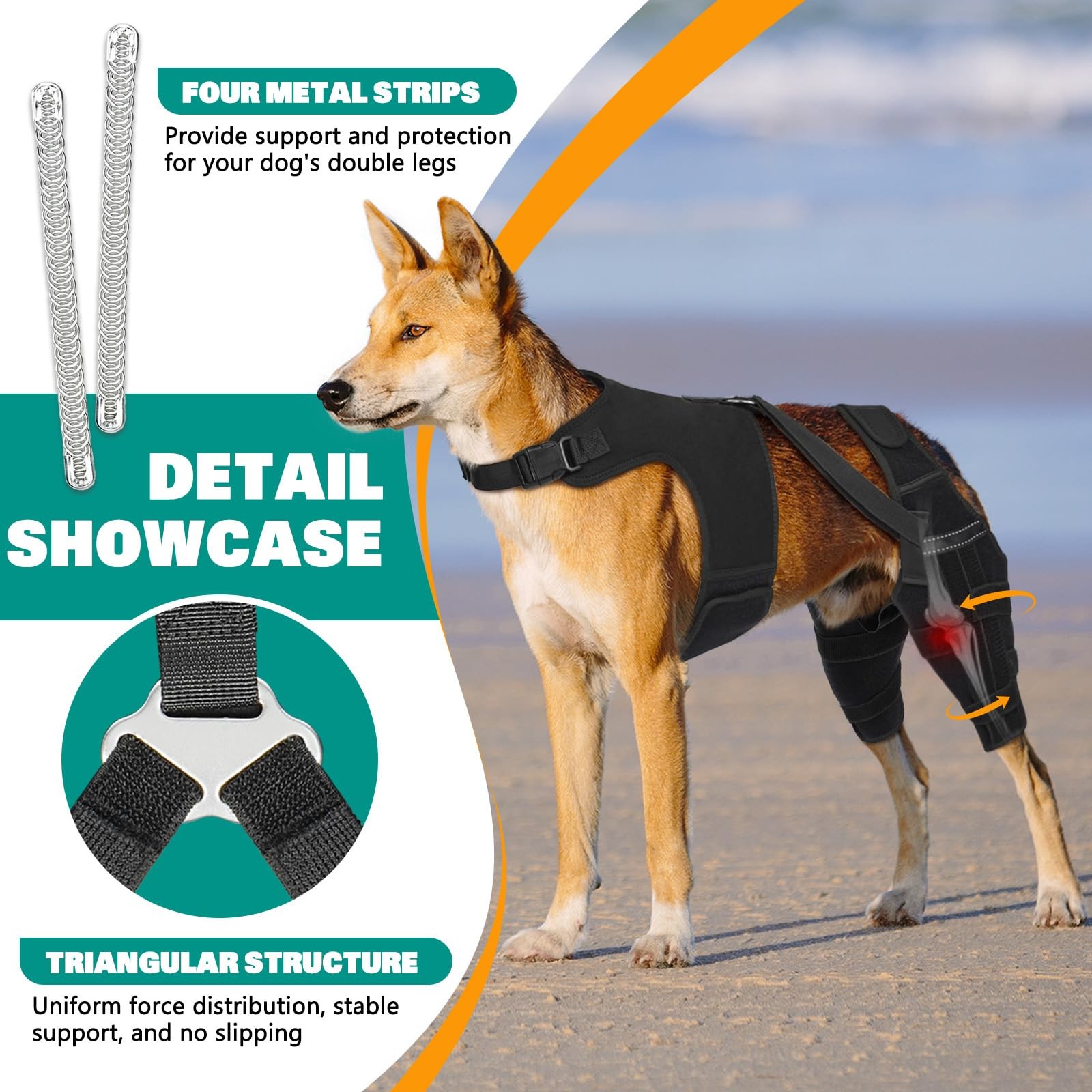 Dog Knee Braces for Torn ACL Hind Leg, Adjustable Joint Brace Non-Slip | Doub…