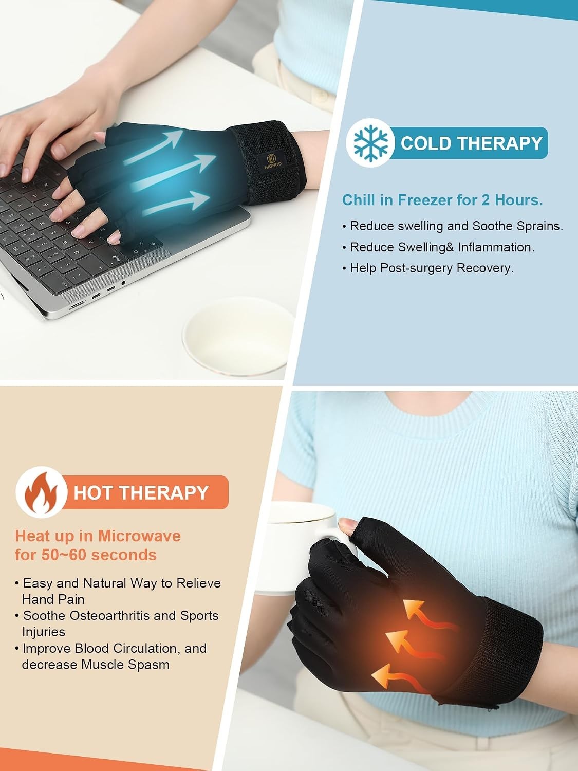 Adjustable Hand LCE Pack Glove for Arthritis Relief – Reusable Hot/Cold Therapy