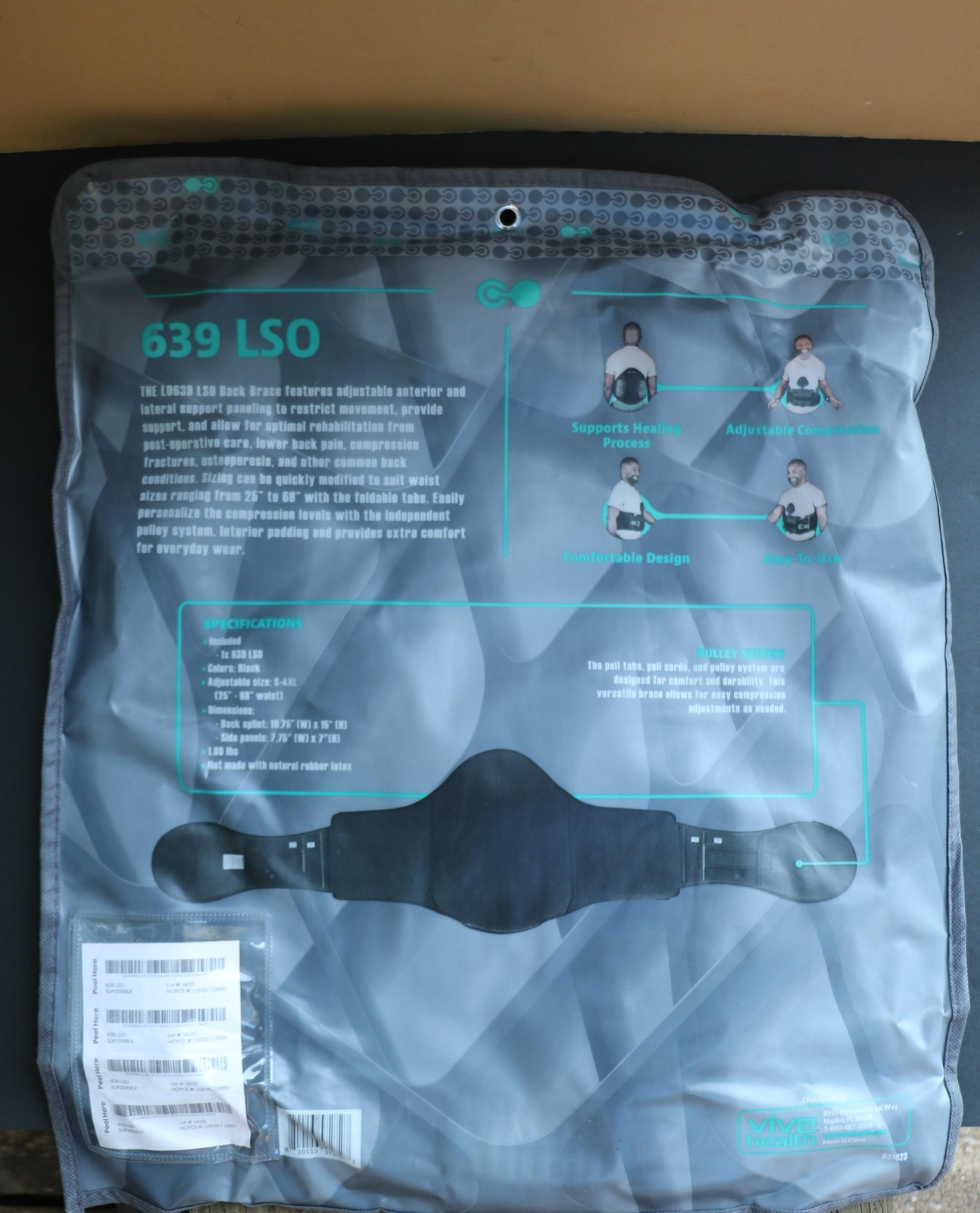 Coretech 639 LSO Back Brace Adjustable Pulley Lumbar Spine Support Orthotic New