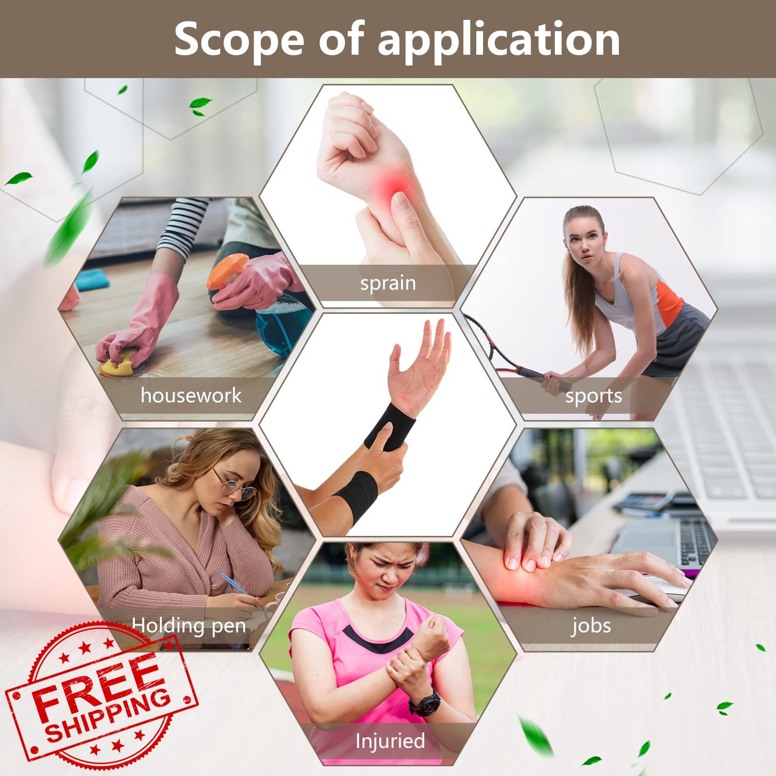 SATINIOR Black Small Compression Wrist Sleeve Brace 2 Pairs