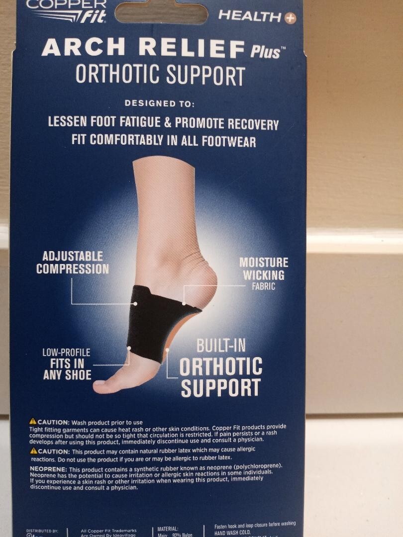 Copper Fit-Arch Relief Plus-With Orthotic Support( Black) Special bonus buy!
