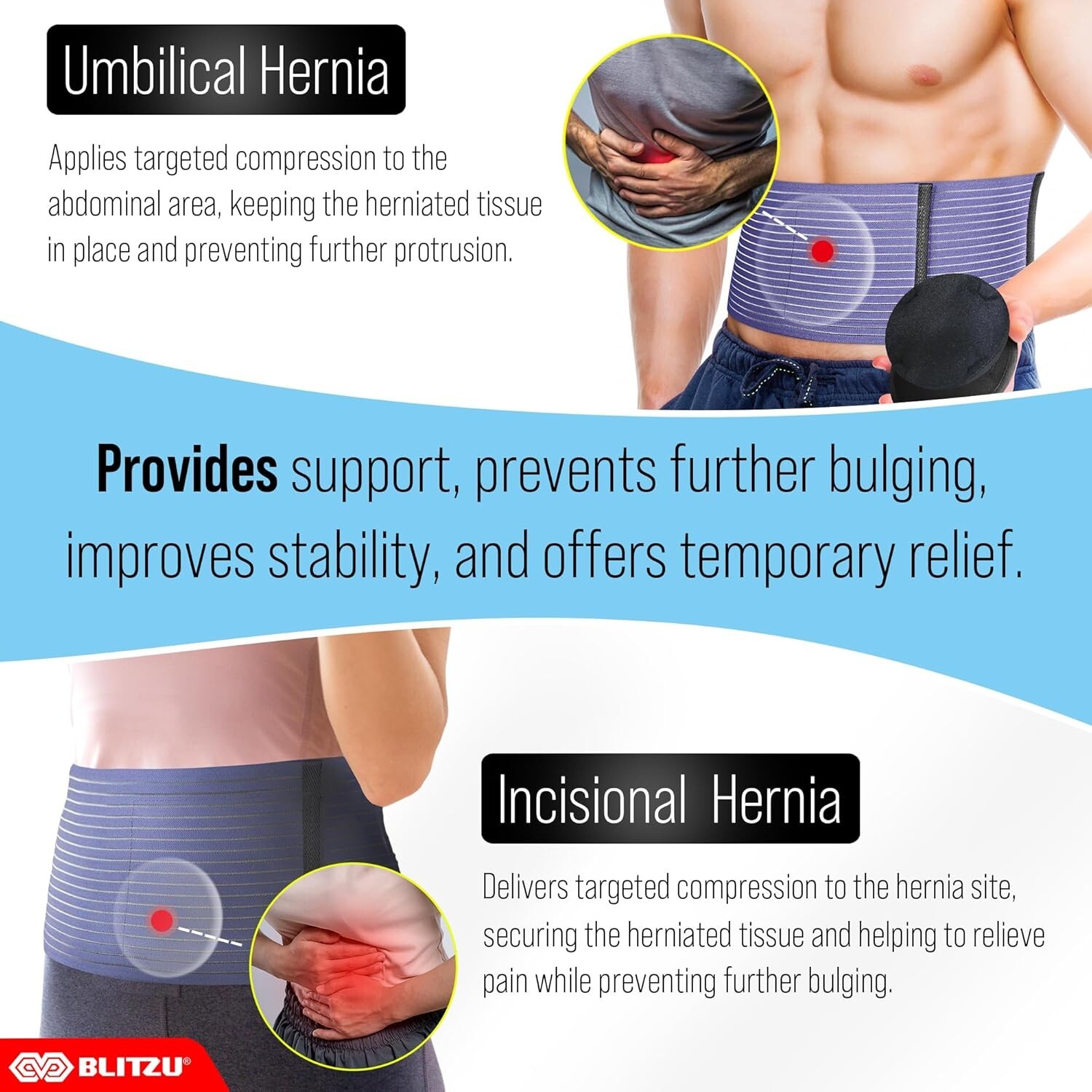 Umbilical Hernia Belt for Men & Women Abdominal Binder Naval Pre Post Surgery US