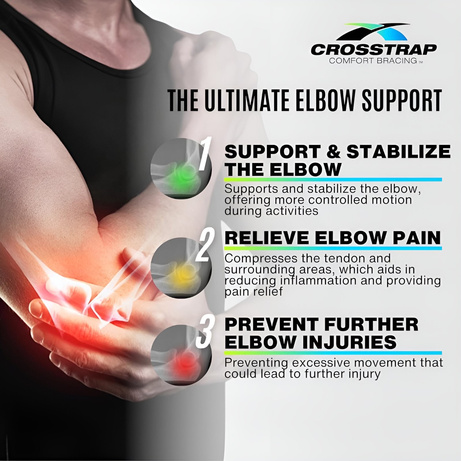 Tennis Elbow Brace Large Counterforce Strap for Men & Women Pain Relief