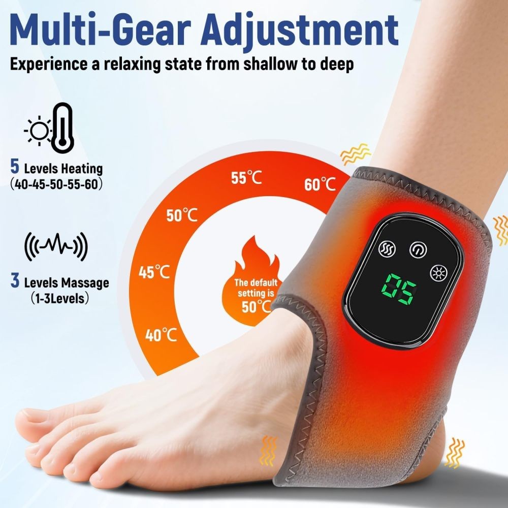 Electric Foot Ankle Massager Vibration Heating Ankle Brace Wrap for Pain Relief