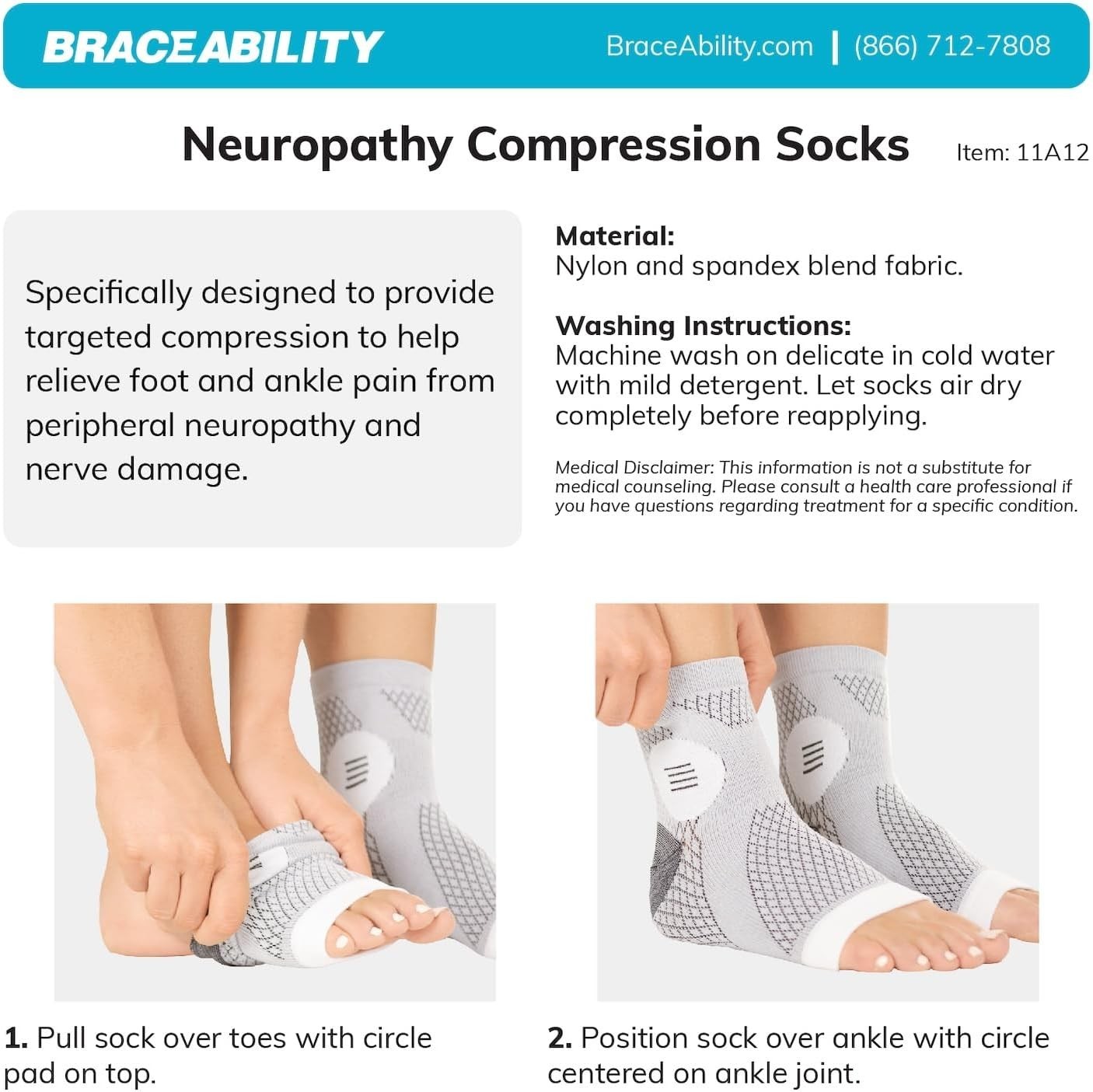 Neuropathy Socks – Peripheral Neuritis Compression Diabetic Toeless Foot Slee…