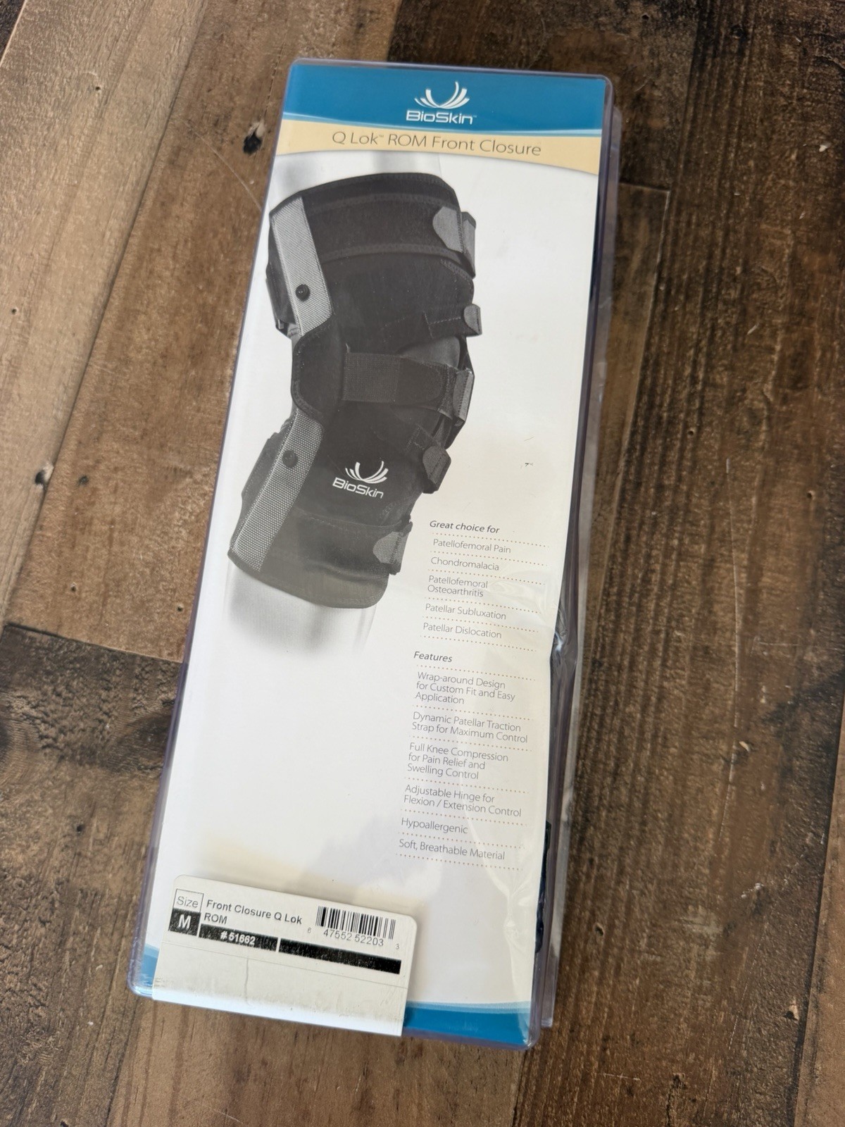 BioSkin Q Lok ROM Knee Brace Medium M NEW #51662 Front Closure