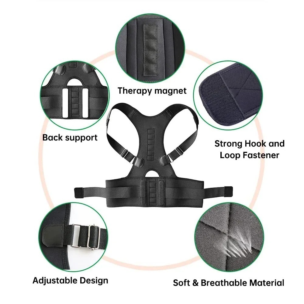 Posture Corrector Support Magnetic Back Shoulder Brace Belt Band For Men Women