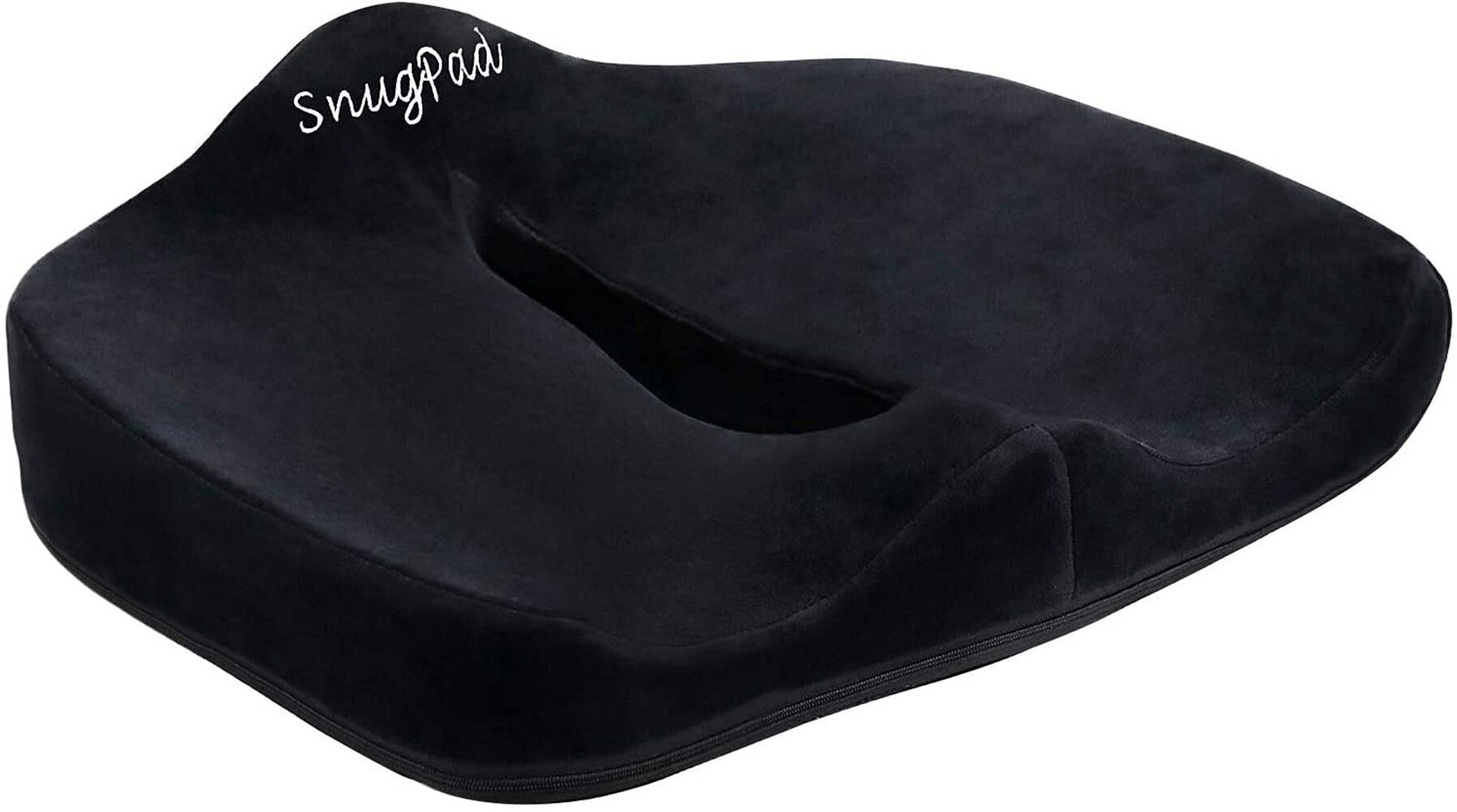 SnugPad Memory Foam Seat Cushion, for Sciatica, Back, Hip, and Tailbone Black