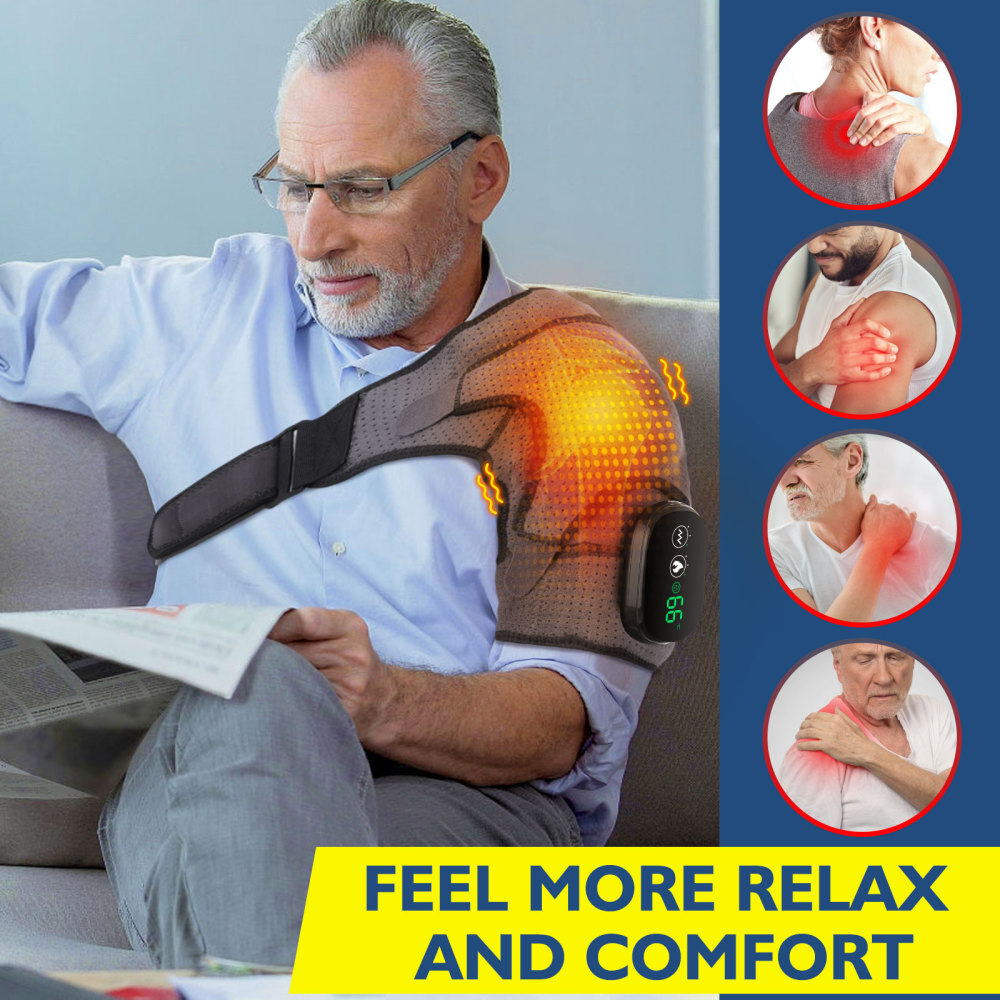 Heated Shoulder Brace Massage Rotator Cuff Support Compression Wrap Rechargeable