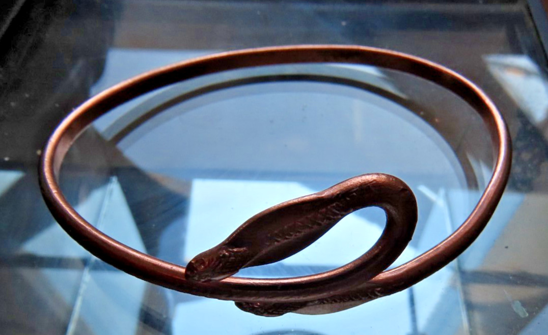 Solid Copper Bracelet, 2 Snake Heads. Arthritis Pain Relief, Adjustable