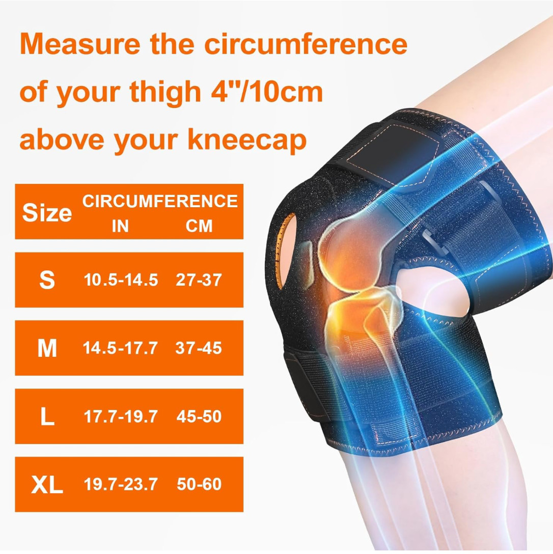 Hinged Knee Brace with Side Stabilizers ROM Knee Support Adjustable Support