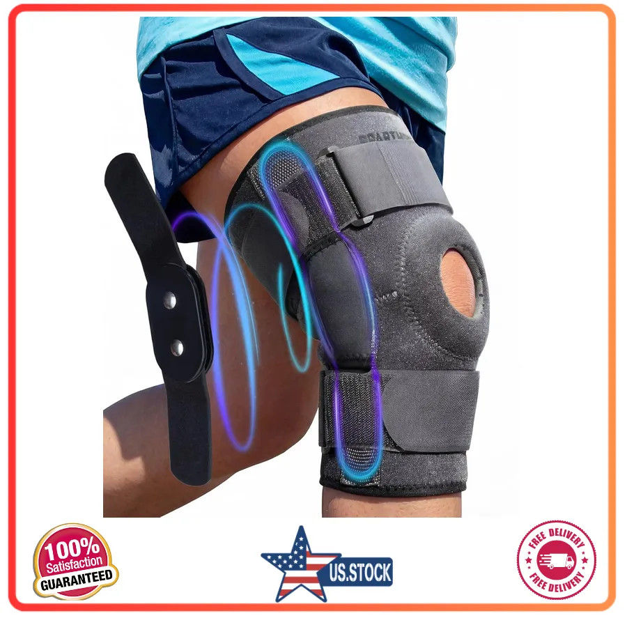 Sparthos Hinged Knee Brace Stabilizer Meniscus ACL MCL Pain Relief Gray Large