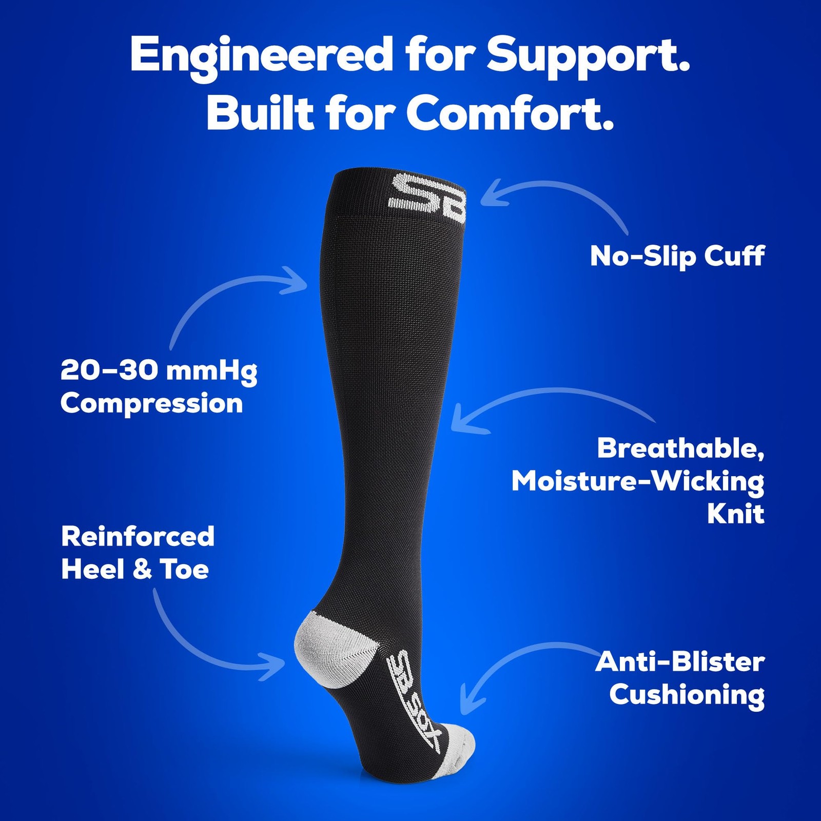 SB SOX Compression Socks for Men Women 20-30 mmHg – Best Support Stockings