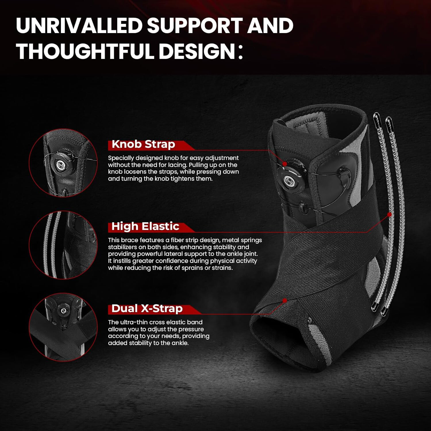 Adjustable Lace Up Ankle Stabilizer Brace Splint Support for Sports Protection